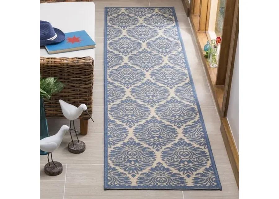 LINDEN 135 Collection LND135N-28 Cream / Blue 2'-2" X 8'