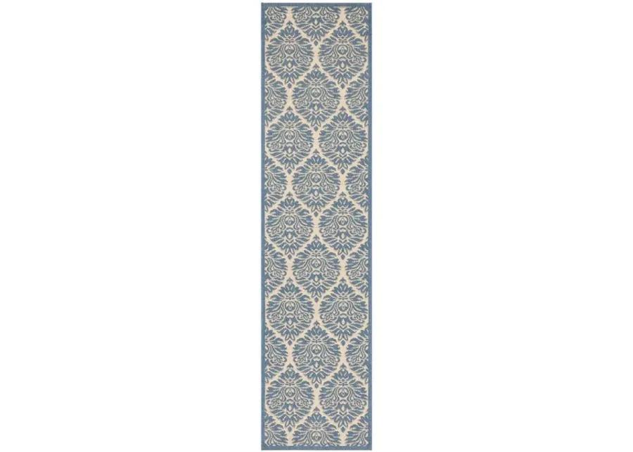 LINDEN 135 Collection LND135N-28 Cream / Blue 2'-2" X 8'