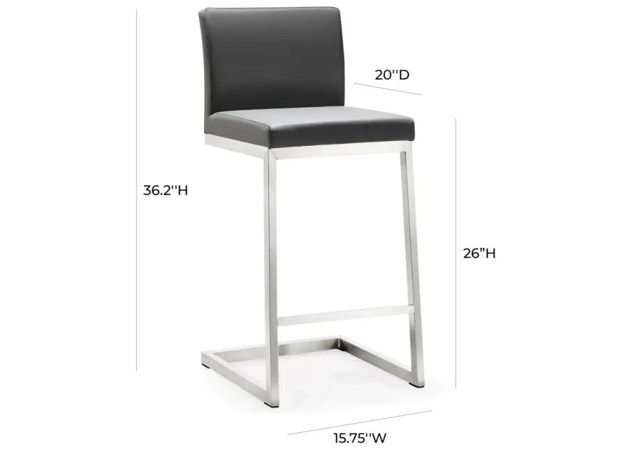 parma grey stainless steel counter stool - set of 2