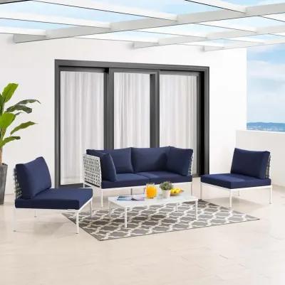 Harmony 4-Piece  Sunbrella® Basket Weave Outdoor Patio Aluminum Seating Set