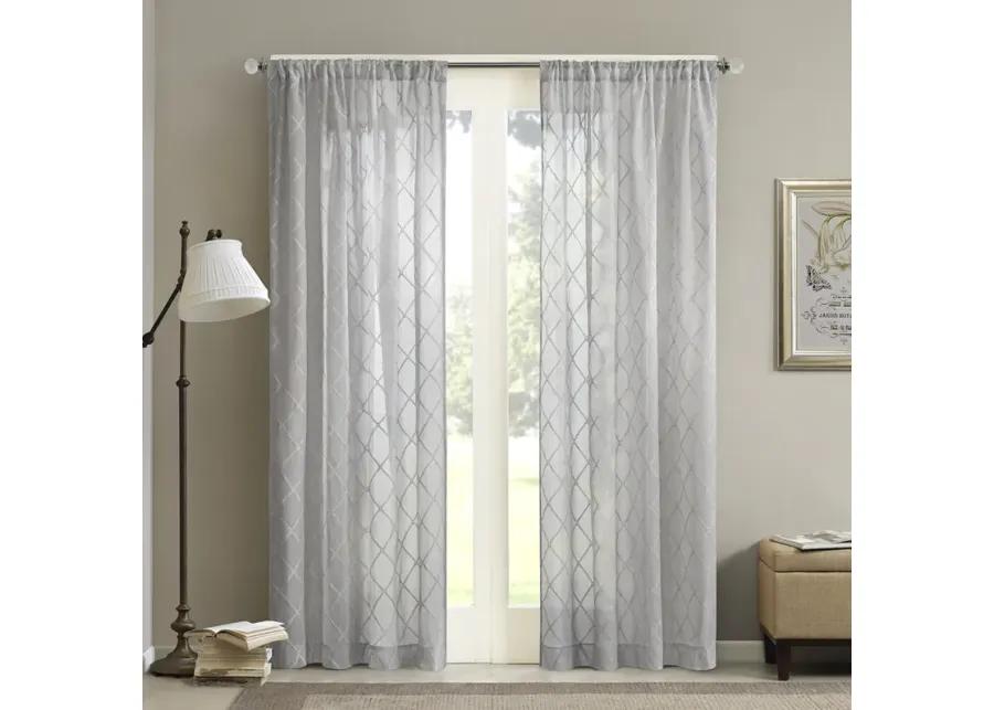 Madison Park Irina Grey Diamond Sheer Window Curtain Panel