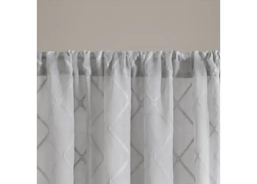 Madison Park Irina Grey Diamond Sheer Window Curtain Panel