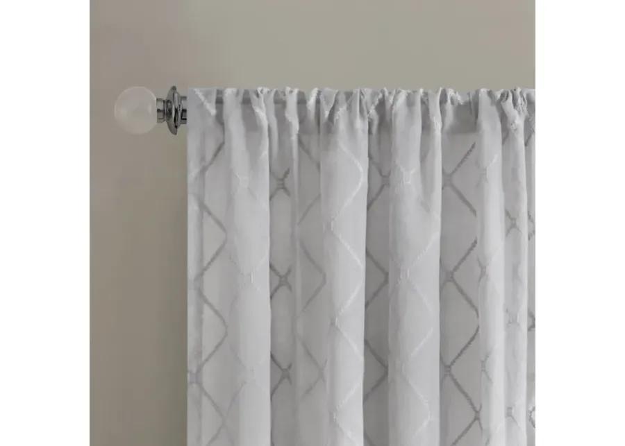 Madison Park Irina Grey Diamond Sheer Window Curtain Panel