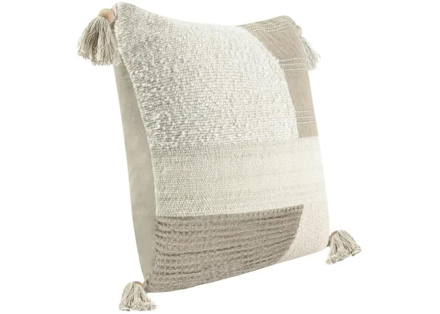 Yasa 22" Cotton Blend Throw Pillow, Ivory