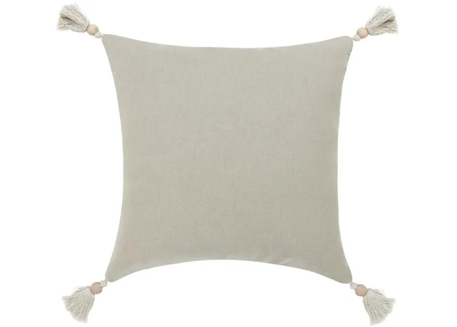 Yasa 22" Cotton Blend Throw Pillow, Ivory