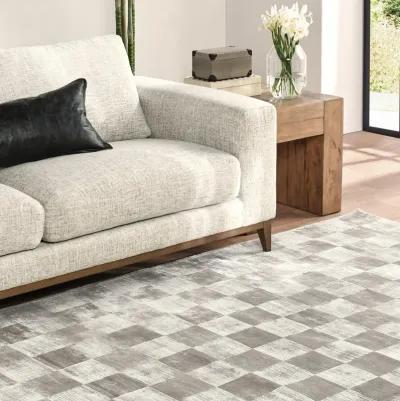 Berlin 8'x10' Indoor Soft Fabric Handwoven Checkered Dove Gray Accent Area Rug