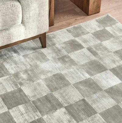 Berlin 8'x10' Indoor Soft Fabric Handwoven Checkered Dove Gray Accent Area Rug