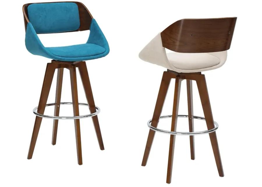 cyprus kd fabric bamboo bar stool, santorini sand/walnut