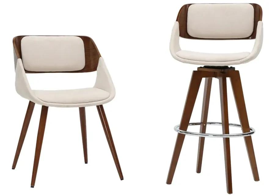 cyprus kd fabric bamboo bar stool, santorini sand/walnut