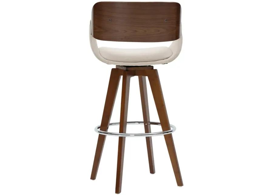 cyprus kd fabric bamboo bar stool, santorini sand/walnut