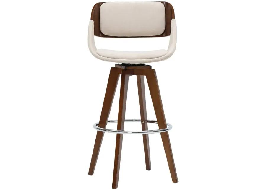 cyprus kd fabric bamboo bar stool, santorini sand/walnut