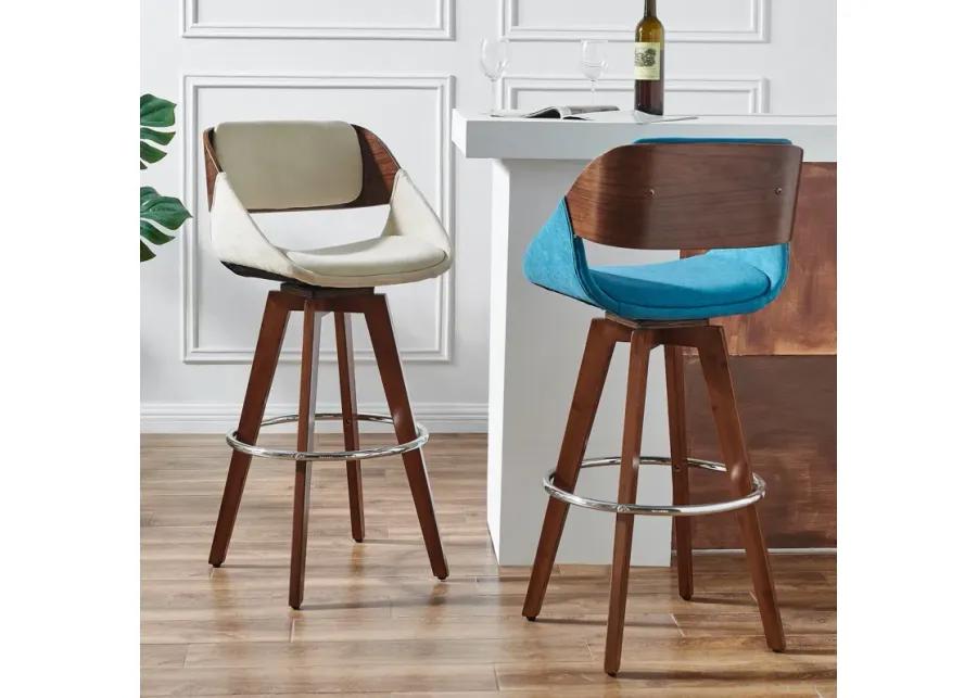 cyprus kd fabric bamboo bar stool, santorini sand/walnut