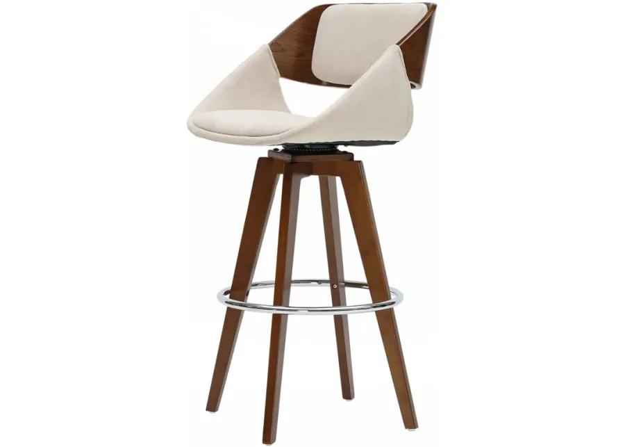 cyprus kd fabric bamboo bar stool, santorini sand/walnut