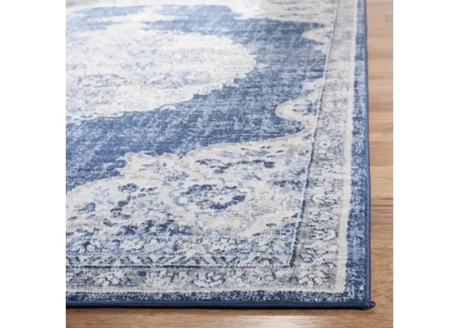 Brentwood 867 Navy / Ivory 2' X 8' Runner Powerloomed Rug