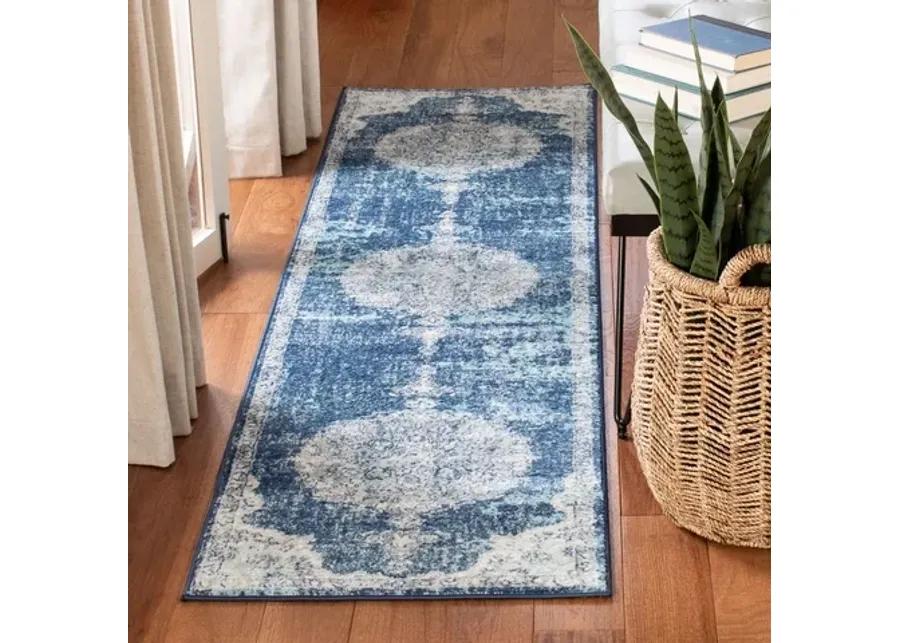 Brentwood 867 Navy / Ivory 2' X 8' Runner Powerloomed Rug