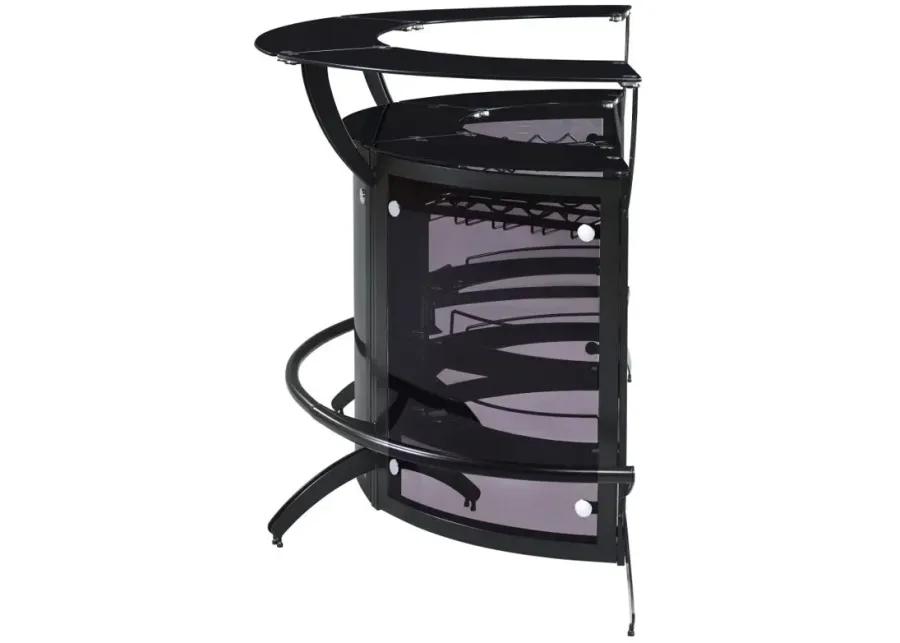 Dallas 2-shelf Curved Home Bar Smoke and Black Glass (Set of 3)