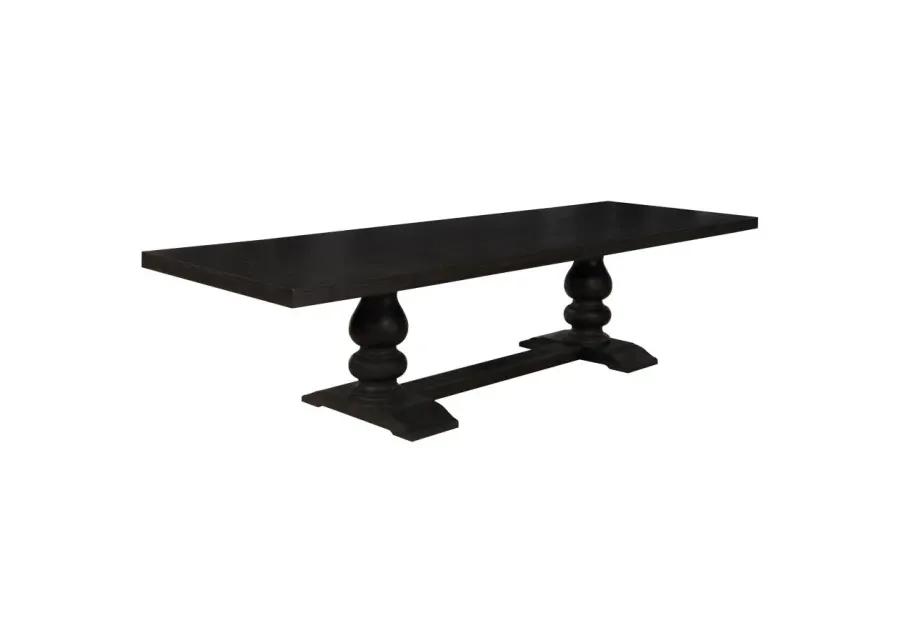 Phelps Rectangular Trestle Dining Set Antique Noir and Grey