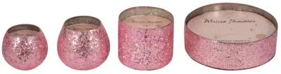 Glass, 5" 17 Oz Crackled Scented Candle, Pink