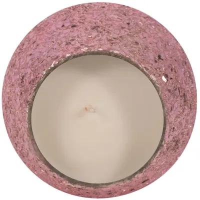 Glass, 5" 17 Oz Crackled Scented Candle, Pink