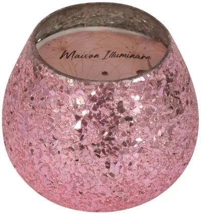 Glass, 5" 17 Oz Crackled Scented Candle, Pink