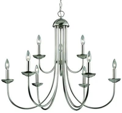 Williamsport 34'' Wide 9-Light Chandelier - Brushed Nickel