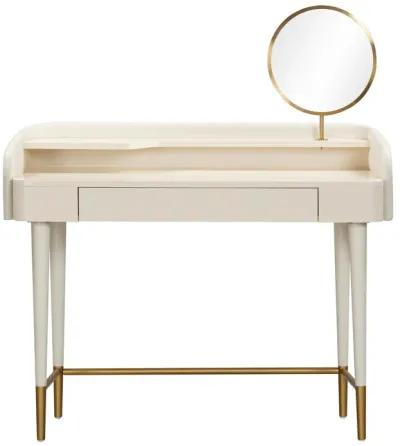 Penelope Cream Vegan Leather Wrapped Vanity Desk