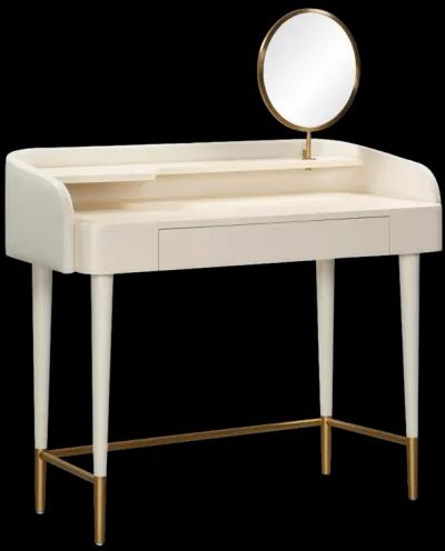 Penelope Cream Vegan Leather Wrapped Vanity Desk