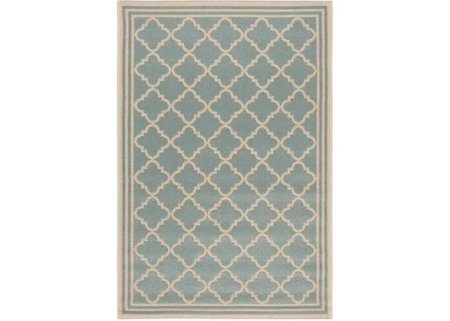 Safavieh BEACH HOUSE Collection BHS121K-6 Aqua / Cream 6'-7" X 9'-2"