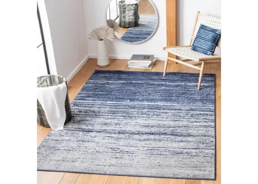 Adirondack Contemporary Navy / Grey 6'-7" X 6'-7" Square Powerloomed Rug