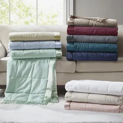 Madison Park Windom Charcoal Lightweight Down Alternative Blanket with Satin Trim