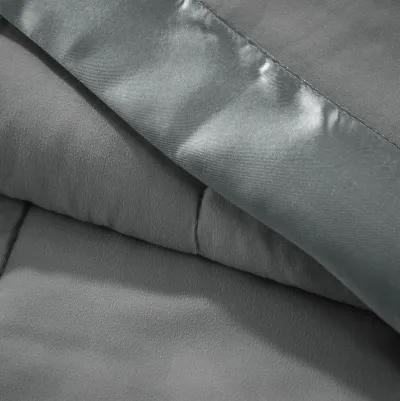 Madison Park Windom Charcoal Lightweight Down Alternative Blanket with Satin Trim