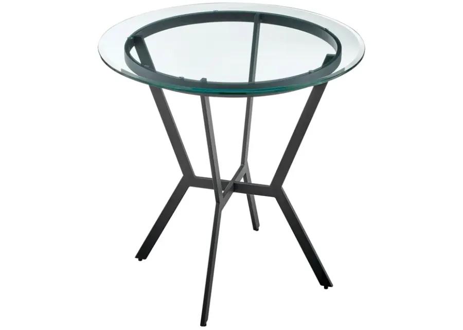 Naomi Round Glass and Black Metal Bar Table