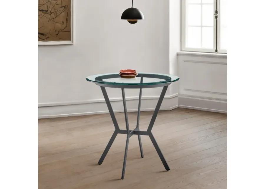 Naomi Round Glass and Black Metal Bar Table