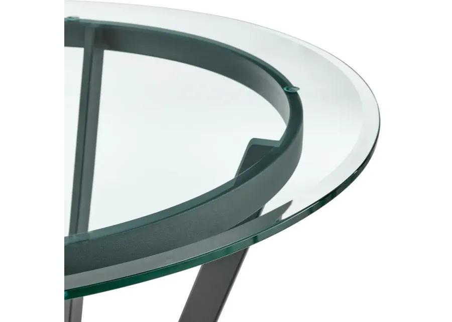 Naomi Round Glass and Black Metal Bar Table