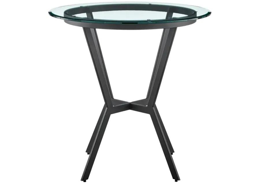 Naomi Round Glass and Black Metal Bar Table