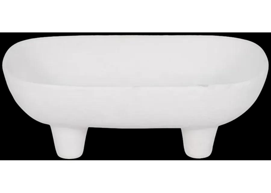 10" Footed Rounded Rectangle Bowl, White