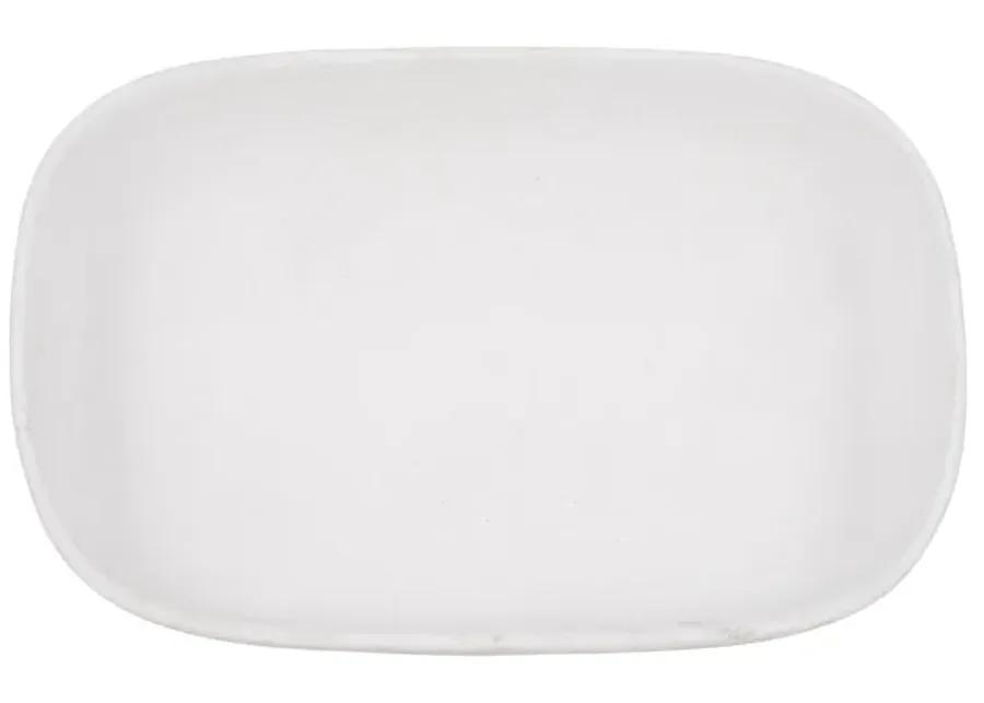 10" Footed Rounded Rectangle Bowl, White