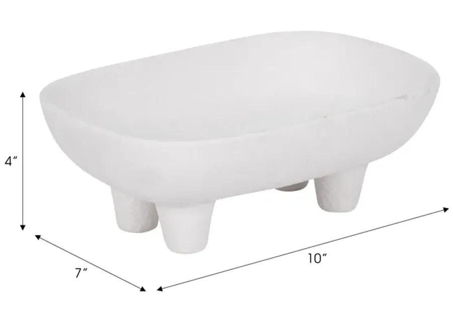 10" Footed Rounded Rectangle Bowl, White