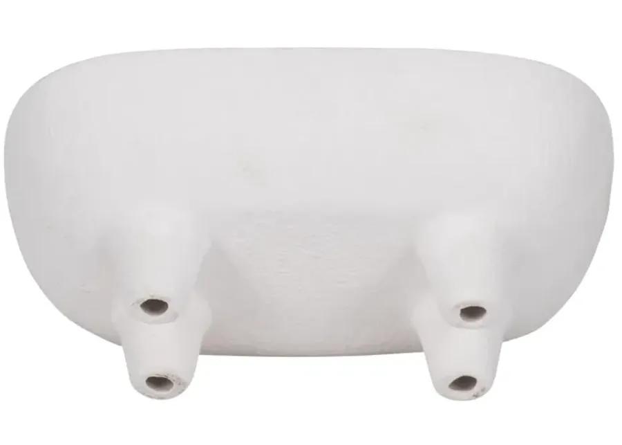 10" Footed Rounded Rectangle Bowl, White