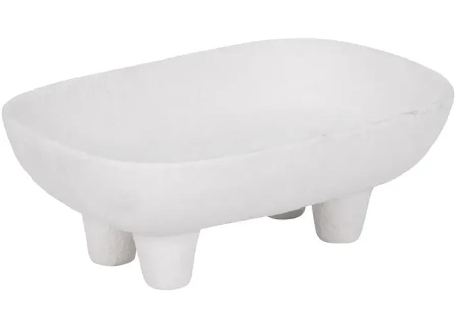 10" Footed Rounded Rectangle Bowl, White