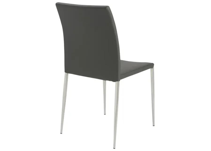 Diana Stacking Side Chair in Gray with Polished Stainless Steel Legs - Set of 2