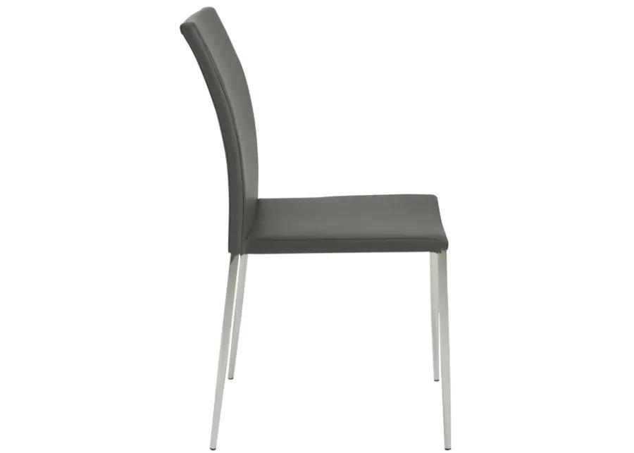 Diana Stacking Side Chair in Gray with Polished Stainless Steel Legs - Set of 2