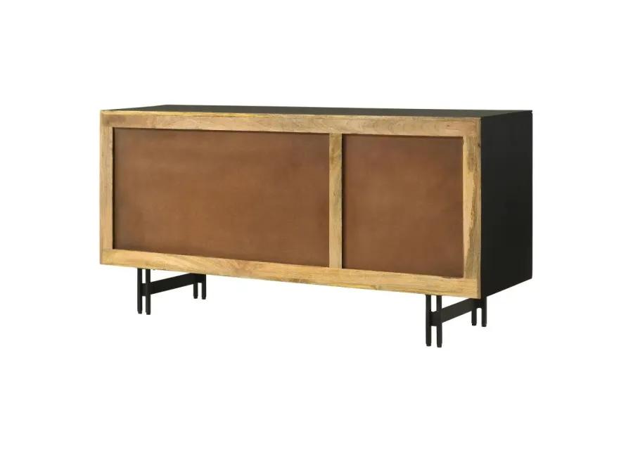 Aminah 3-door Wooden Accent Cabinet Natural and Black