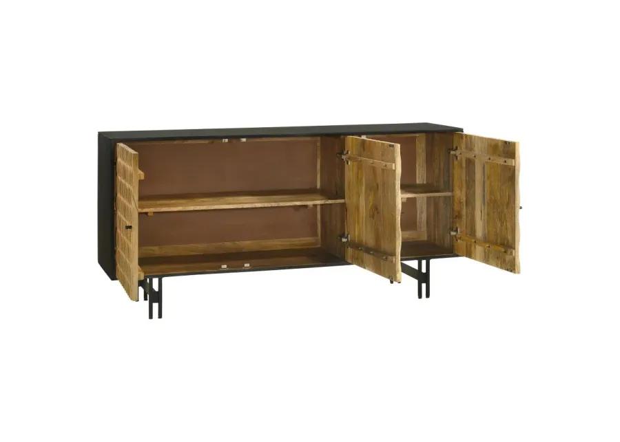 Aminah 3-door Wooden Accent Cabinet Natural and Black