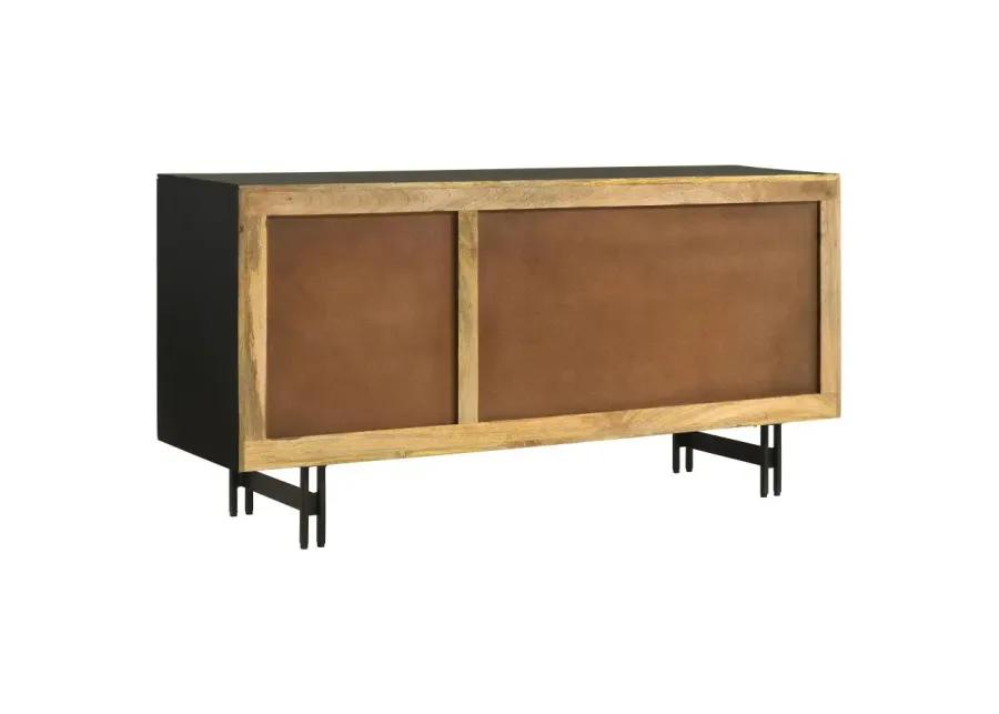 Aminah 3-door Wooden Accent Cabinet Natural and Black