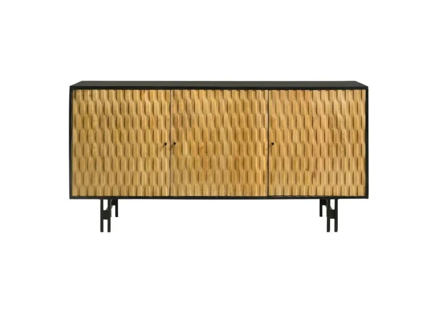 Aminah 3-door Wooden Accent Cabinet Natural and Black