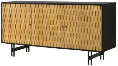 Aminah 3-door Wooden Accent Cabinet Natural and Black