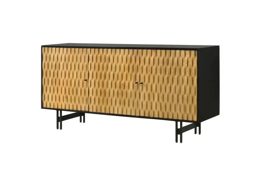 Aminah 3-door Wooden Accent Cabinet Natural and Black