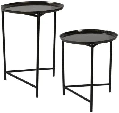 Burnett Dark Nickel Nesting Tables, S/2