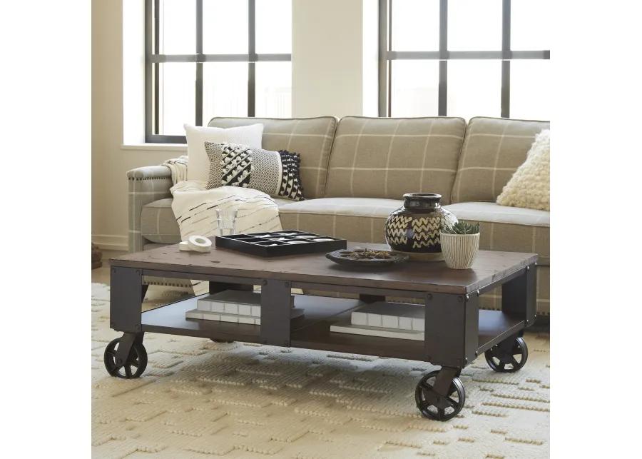 Pinebrook Rectangular Cocktail Table (2 braking casters)